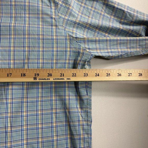 David Donohue Plaid Long Sleeve Fusion Performance Button Down Shirt Men Size 17 - Picture 5 of 8